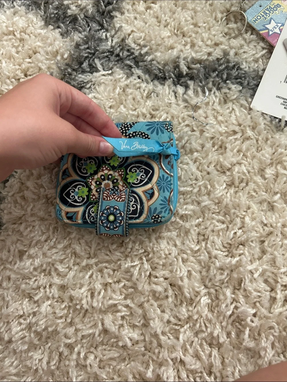 Vera Bradley Turquoise Floral Quilted Kids Wallet
